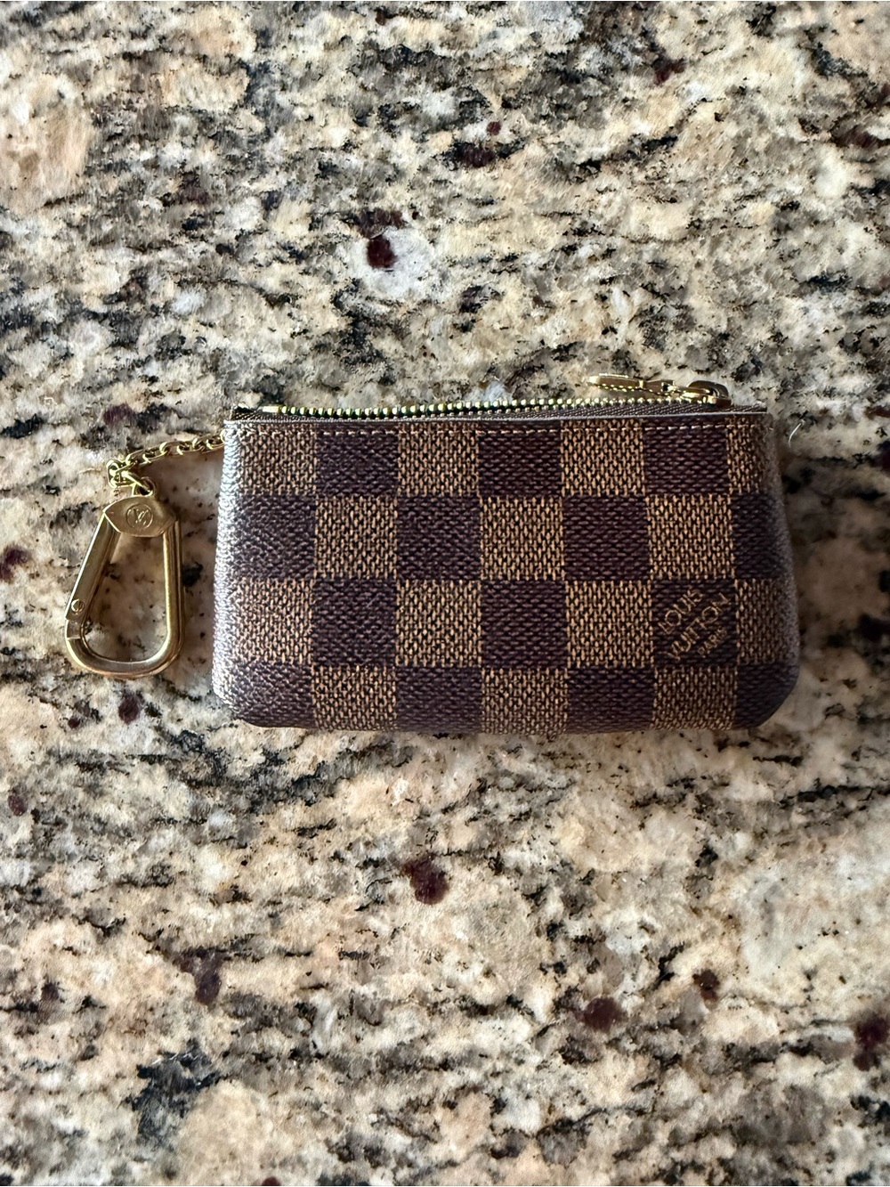 Luxury Brown Checkered Key Pouch - Picture 2 of 2